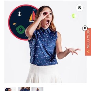 Mulli Club Women's Nautical Print Sleeveless Blouse